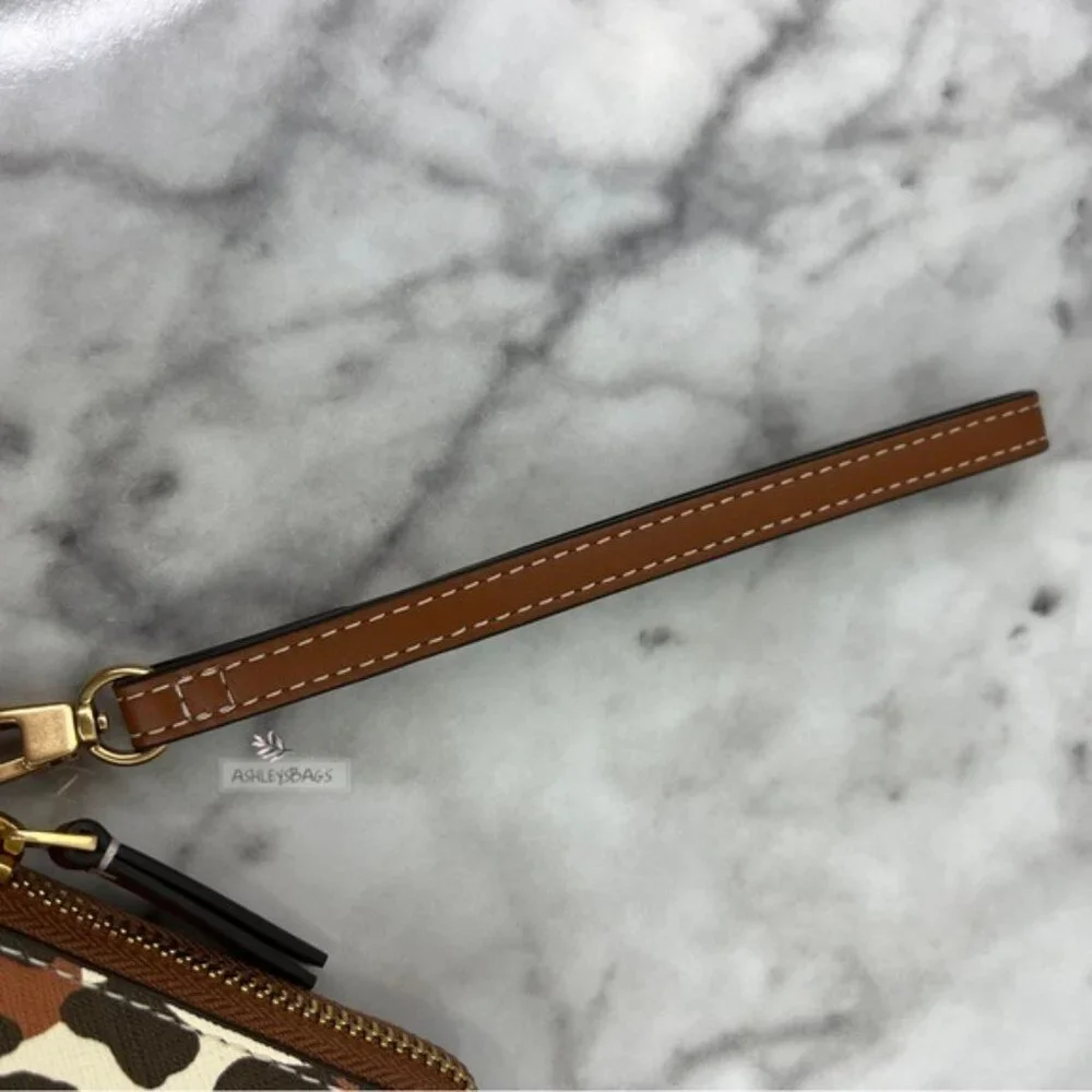 Tory Burch Emerson Printed Zip Continental Wallet Wristlet In Leopard Print